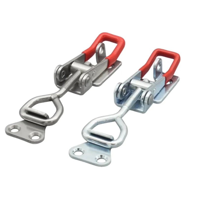 Red + Silver Adjustable Toolbox Case Metal Toggle Latch Catch Clasp Quick Release Clamp Anti-Slip Pu
