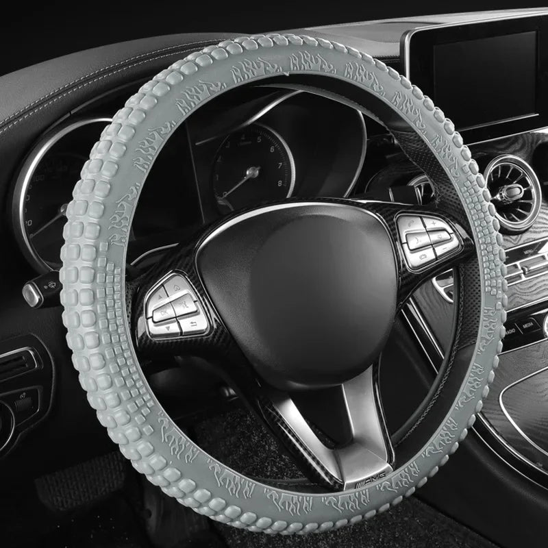Universal Elastic Car Silicone Steering Wheel Cover Tire Texture Soft No Inner Ring S alternate view