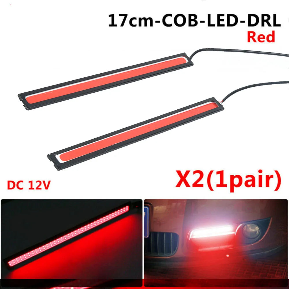 2Pcs 17cm COB Car Fog Light LED Light Strip RED Waterproof Car 12V DRL Fog Light Driving detail view