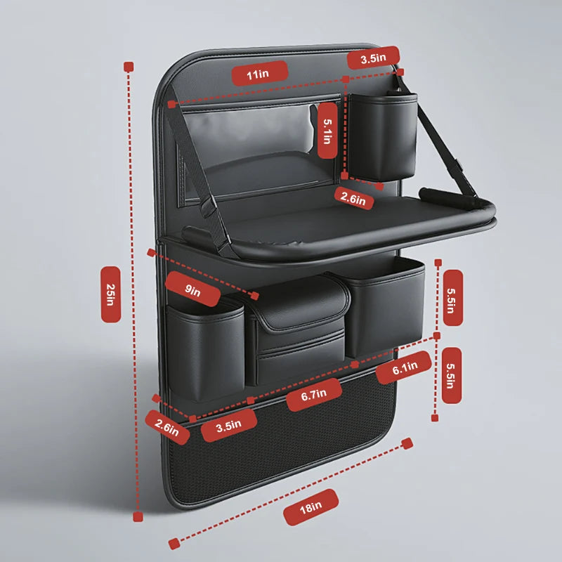 Car Seat Back Storage Bag Organizer with Foldable Table Tray
