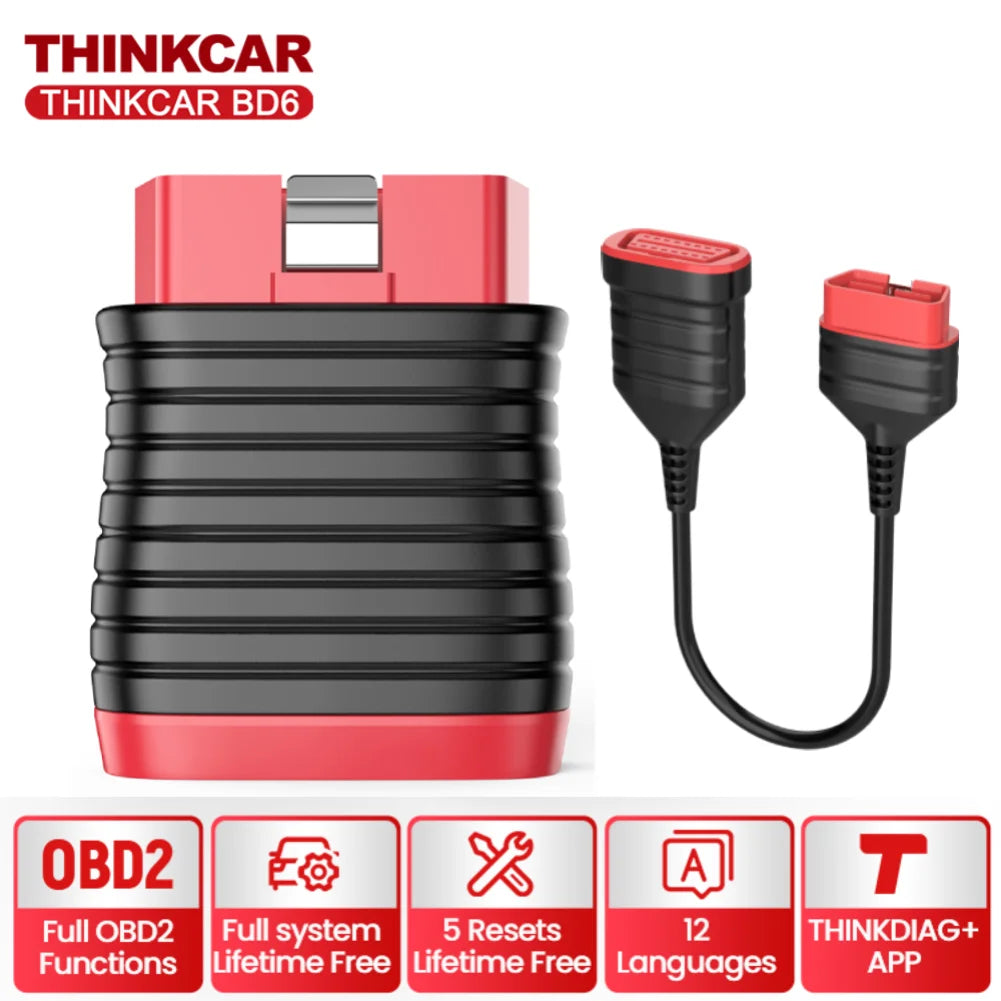 THINKCAR BD6 OBD2 Scanner Bluetooth Car Diagnostic Tool Full System Automotive Car Scanner Code Reader 5 RESETS Free Scan Tool