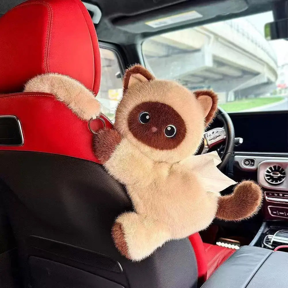Car Back Seat Plush Hanging Headrest Tissue Holder
