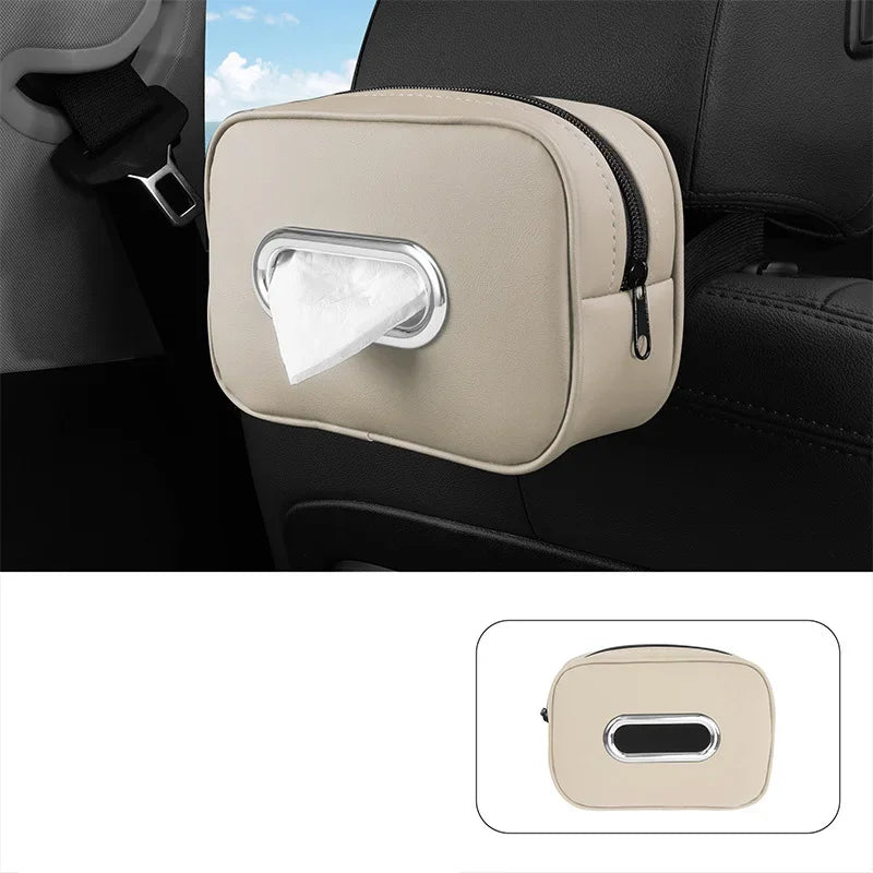 Car Tissue Box Holder Leather Sun Visor Mount Napkin Case