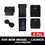 For Tesla New Model Y Juniper 2025 Launch Console & Armrest Upper and Lower Flocking Storage Box Watercup Holder Camera Cover