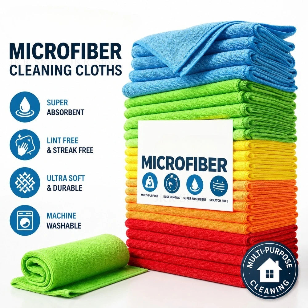 Microfiber Cleaning Cloth | Absorbent Dish Towel for Kitchen, Bathroom, Car