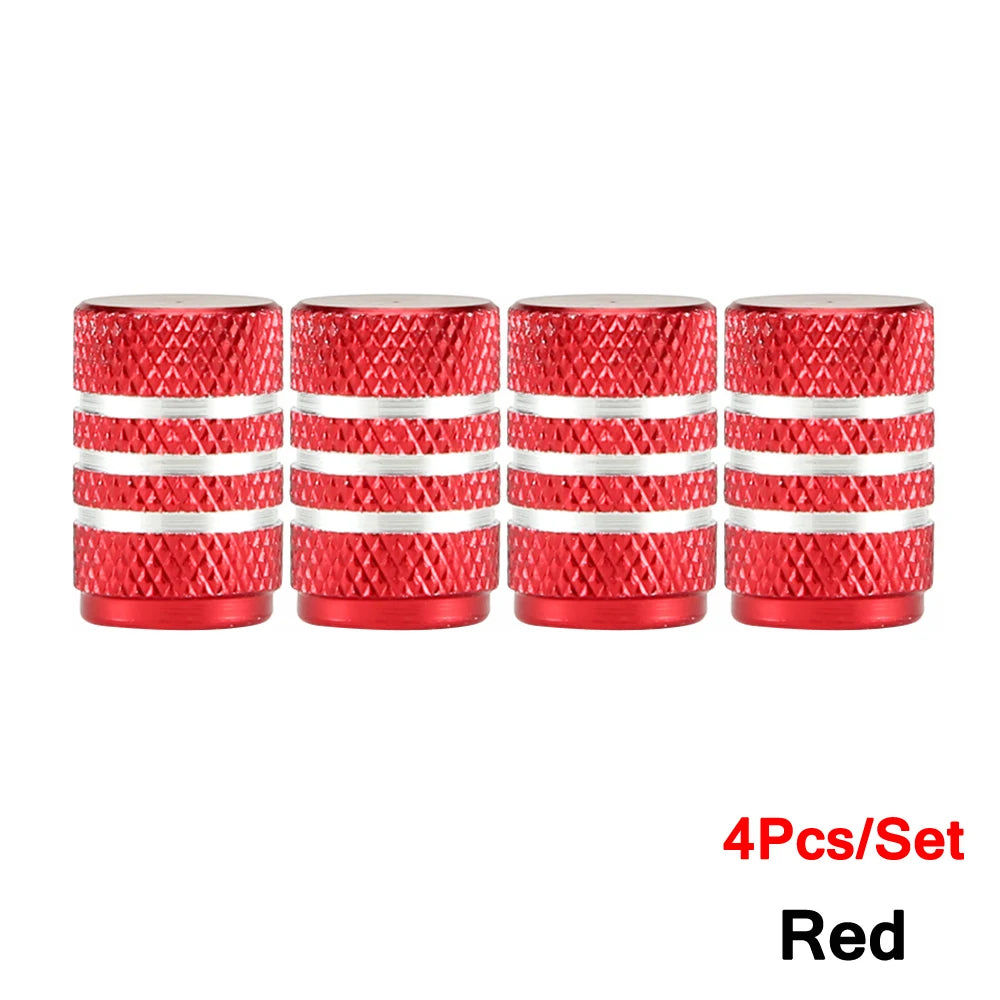 DSYCAR 4Pcs Silver Aluminum Knurling Tire Valve Stem Caps | US Schrader Compatible additional angle