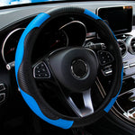 Car Decoration PU Carbon Fiber Leather Car Steering Wheel Cover No Inner Ring Universal Fit for 14.5