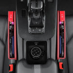 PU Leather Car Seat Gap Organizer Box – Multifunctional Driver Seat Storage with Chargin detail view