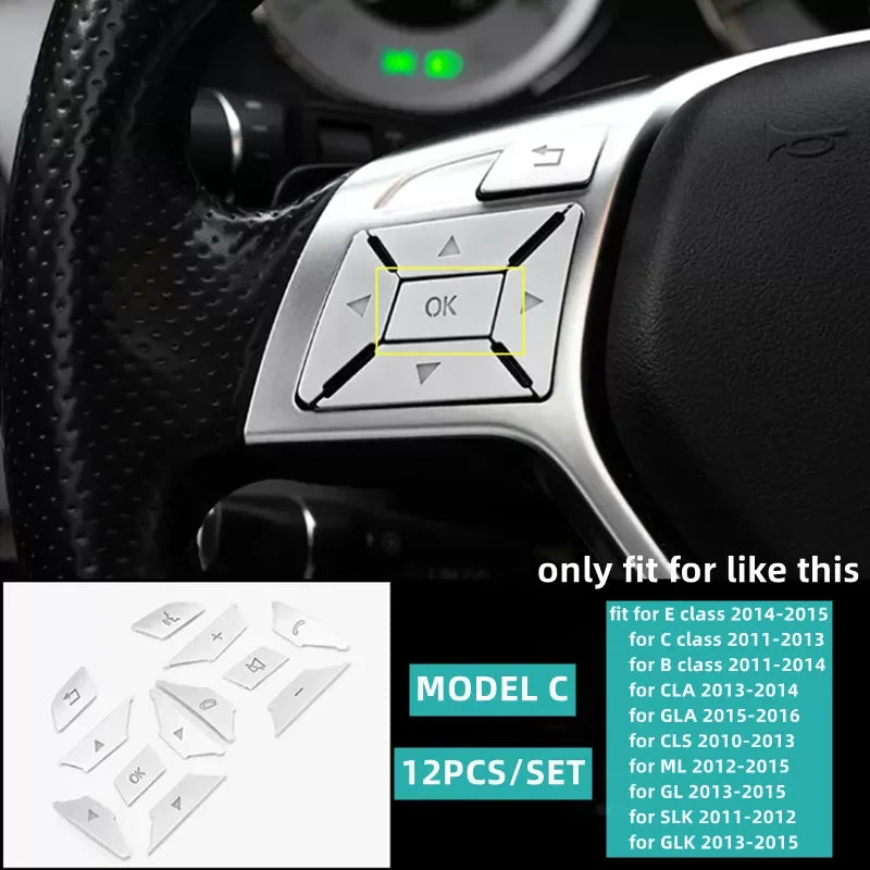 ABS Car Accessories Steering Wheel Buttons Knob Trim Cover Stickers For Mercedes Be additional angle