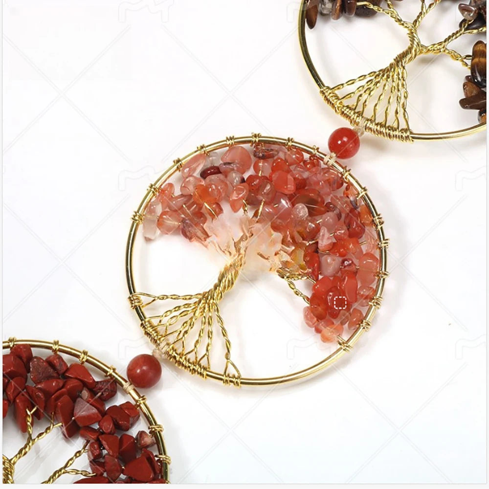 7 Chakra Tree of Life Hanging Ornament With Chip Stones Tassel