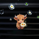 Vent Air Fresheners For Vehicles Car Perfume Air Freshener Vent Clip 2D Acrylic Cute Highland Cow Shape Perfume Aromatherapy