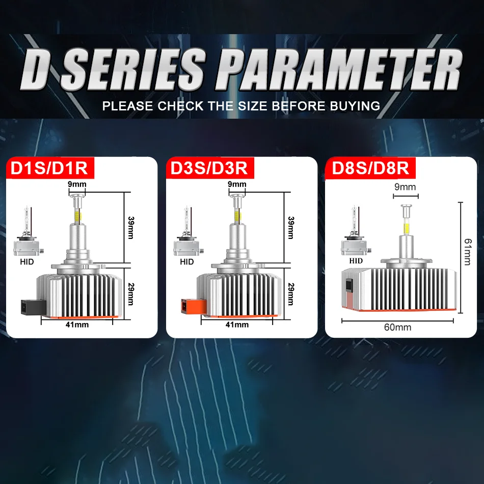 D Series LED Headlight Canbus 6600W 12800000LM Four-Sided Auto Bulbs | Plug and Pla additional angle