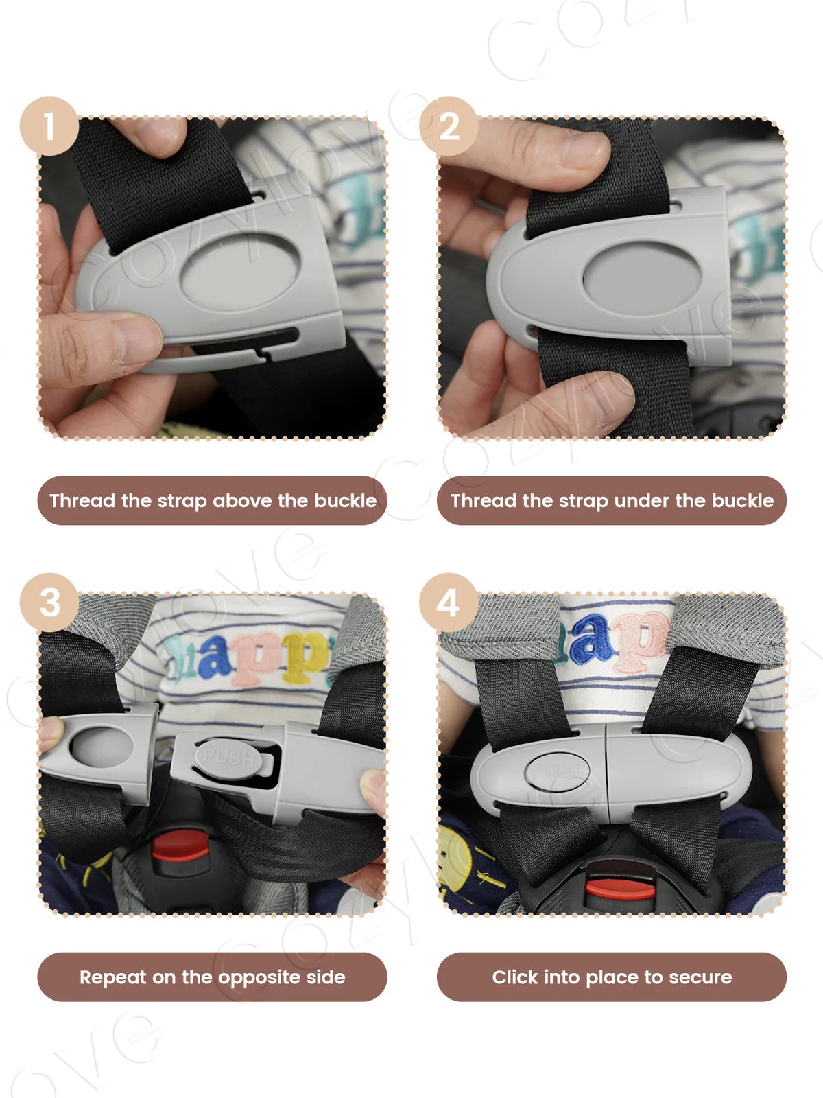 Baby Car Seat Chest Clip, Child Safety Harness Strap Anti-Slip Chest Buckle, Prevent lifestyle view