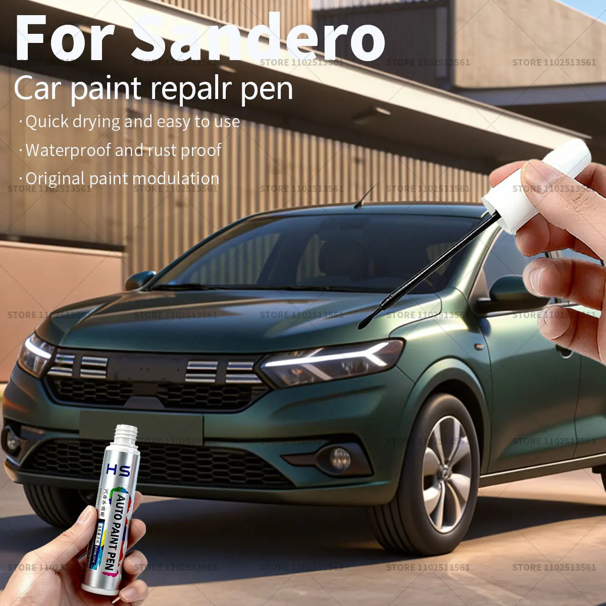 For Sandero Paint Repair Pen Touch Up Scratch Remover DIY Car Accessories Pearl Black Glacier White