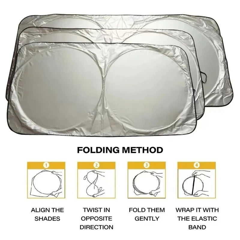 Car Windshield Sun Shade Foldable Sunshade Cover close-up view