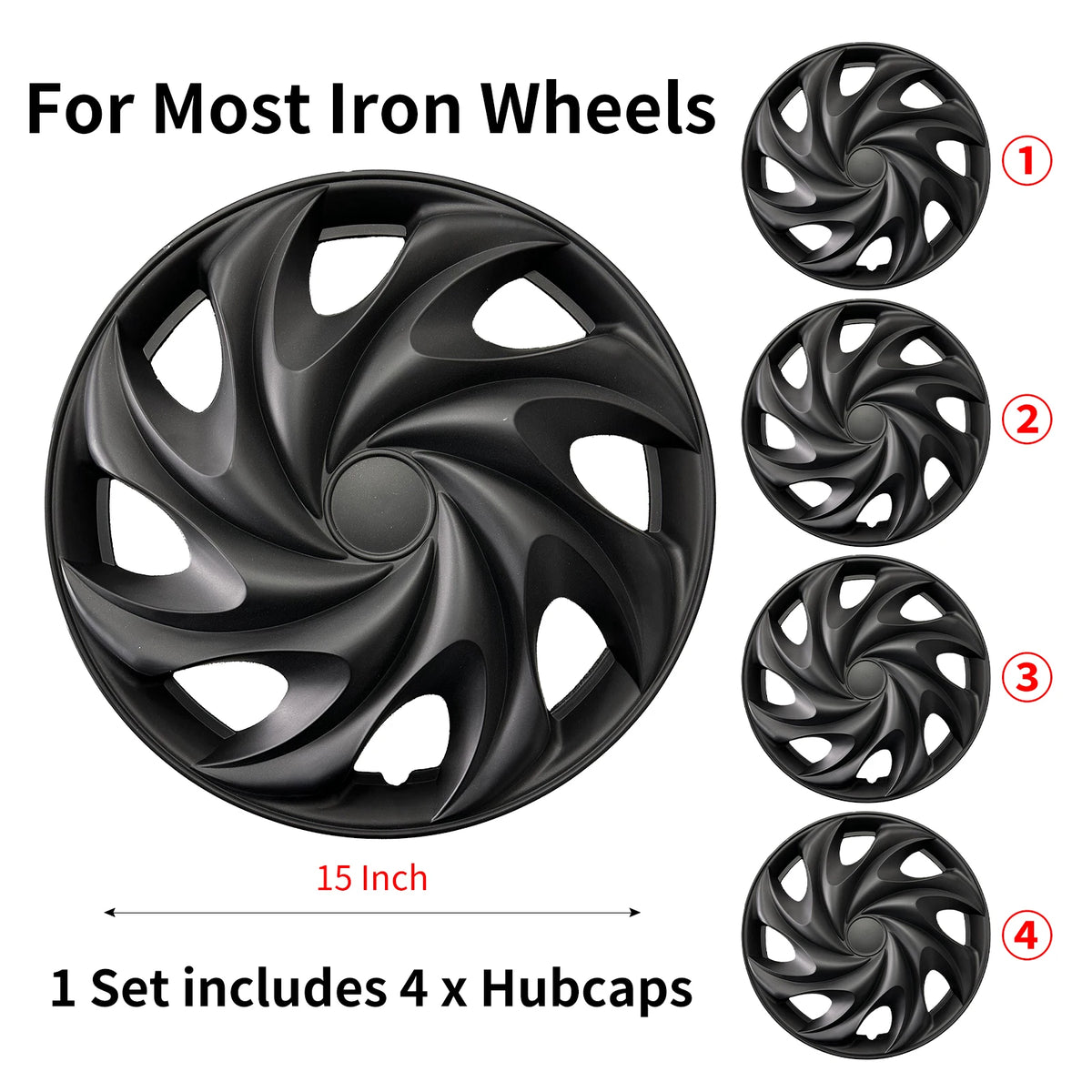 Sports Caps Rim 15inch Hub Cover for Iron Rim Wheel Cover Set of 4 Steel Replacement Plastic Hubcap for R15 Tire Car Accessories