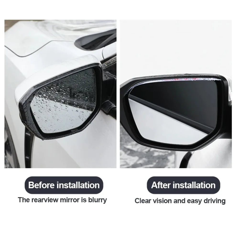4/2PCS Car Rearview Mirror Rain Eyebrow Carbon Fiber Rain Shield Sun Shade Clear Vision detail view