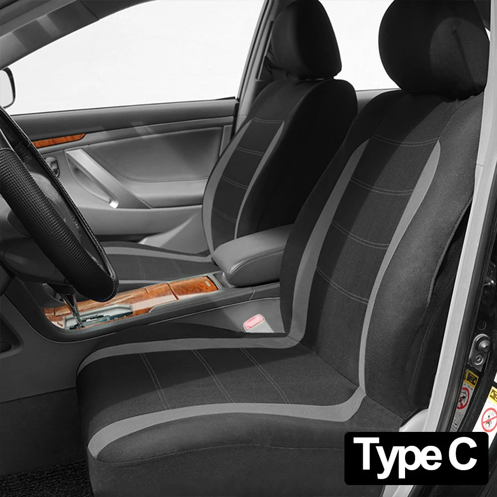 AUTO PLUS Sports Universal Polyester Car Seat Cover Set Fit Most Car Plain Fabric Bico close-up view