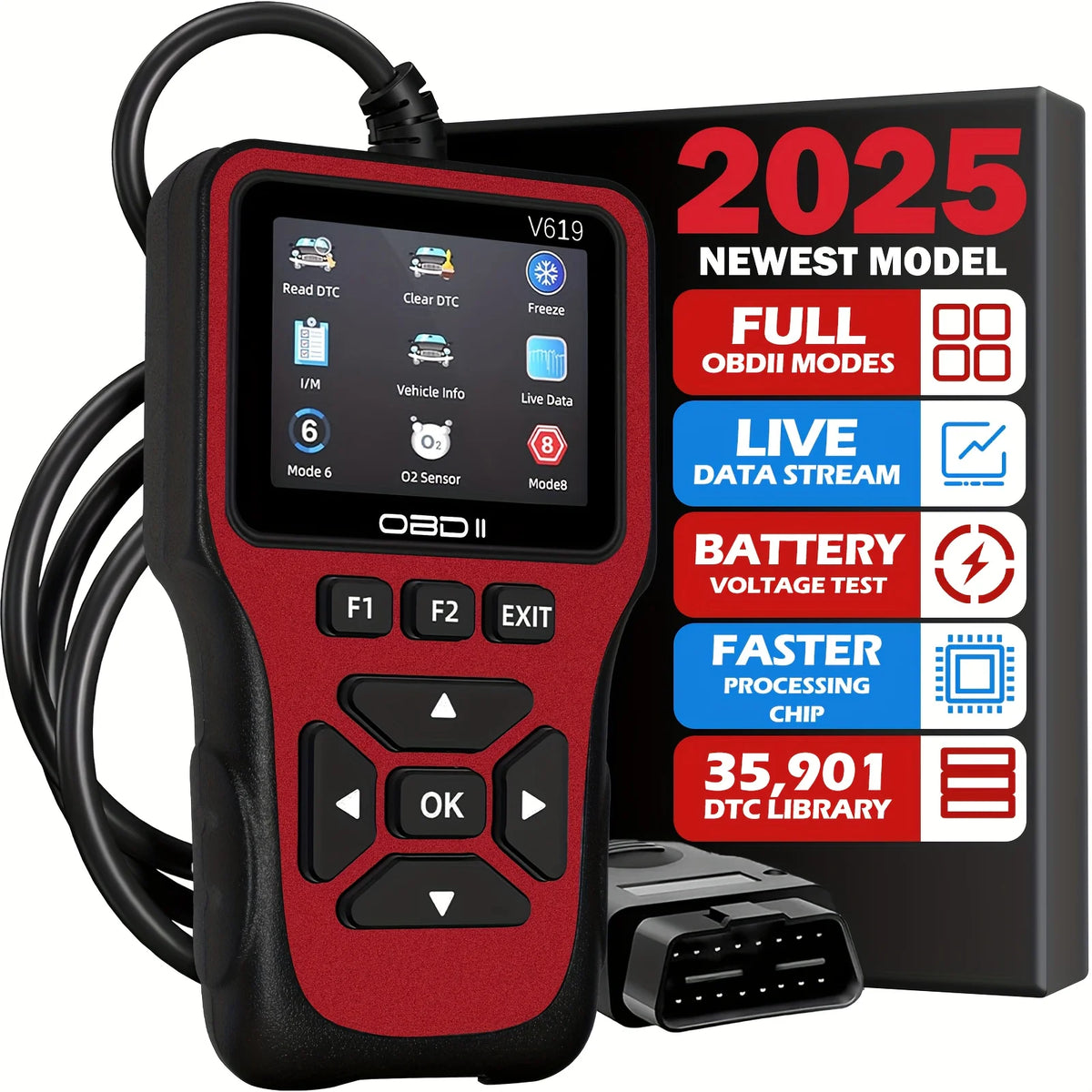 Professional OBD2 Scanner, Upgraded OBDII & CAN Code Reader, Real‑Time Data, Battery alternate view