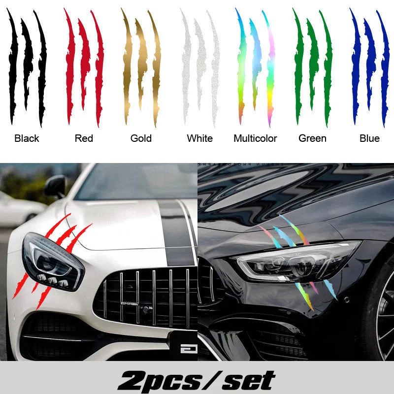 2pcs 3D Scratch & Claw Marks Car Decals | Durable PET Auto Decoration for Rear Window