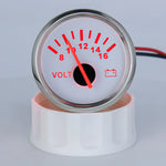 AD Universal 52mm Voltmeter | 8-16V Waterproof Gauge for Car Motorcycle Boat with Red close-up view