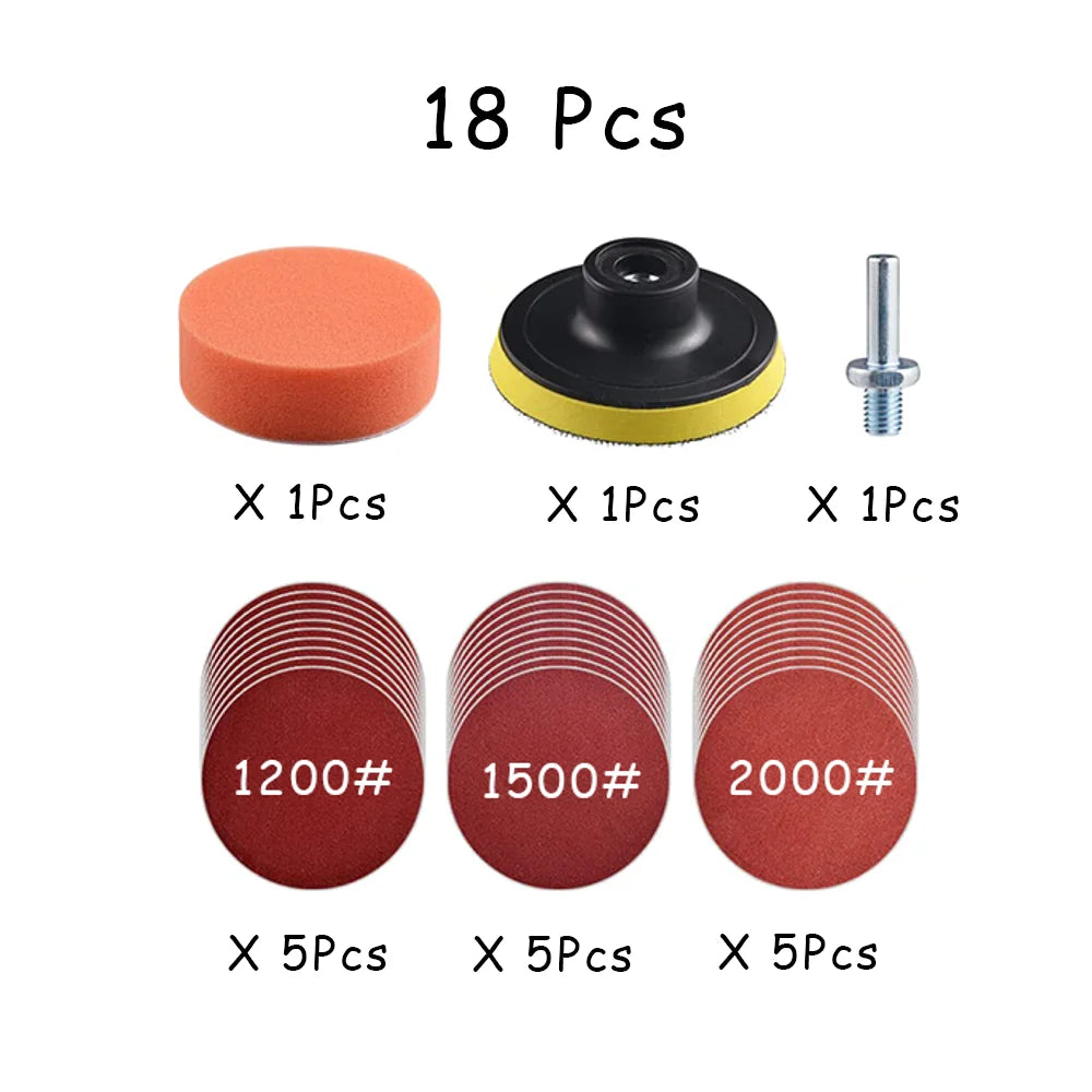 15-65 Pcs Car Headlight Repair Restoration Kit 3 Inch 75mm Sanding Plate Waxing Sponge S detail view