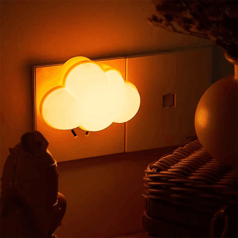 LED Motion Sensor Night Light Plug In Cloud close-up view