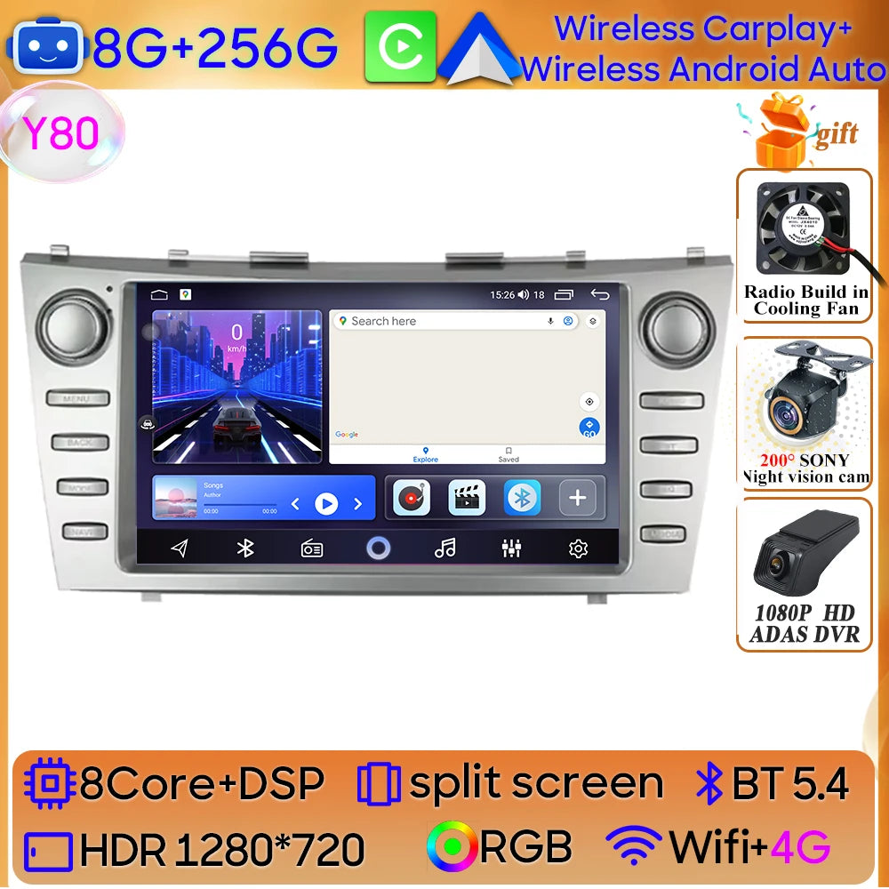 Android 15 For Toyota Camry XV40 Aurion 2007 - 2011 DSP Carplay Head Unit Multimedia P close-up view