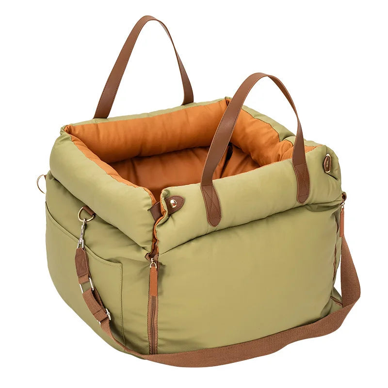 Dog Car Seat with Safety Belt | Non-Slip Pet Travel Bed for Small Dogs detail view
