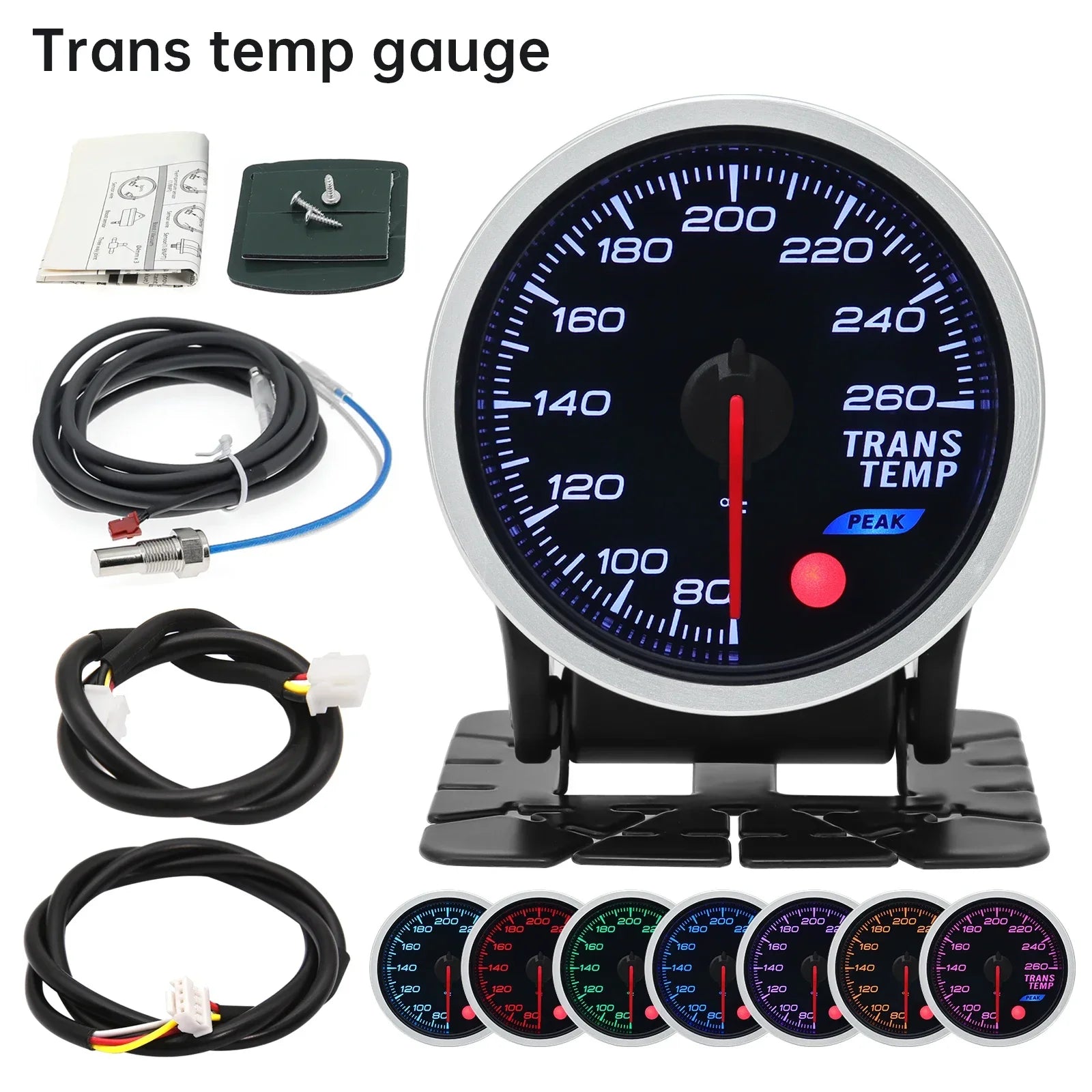 2 Inch 52mm Smoke Lens Turbo Boost Gauge | 8 Color Backlight Car Gauge with Sensor detail view