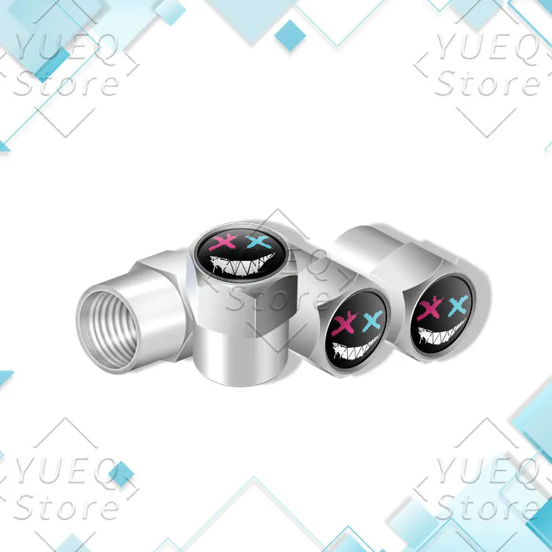 4Pcs XX Smiling Face Logo Pattern Car Tire Valve Caps | Universal Aluminum Tire Stem alternate view