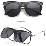 Polarized Clip On Sunglasses Men Car Driver Goggles UV400 Sun Glasses Anti Glare Vintage Square Glas