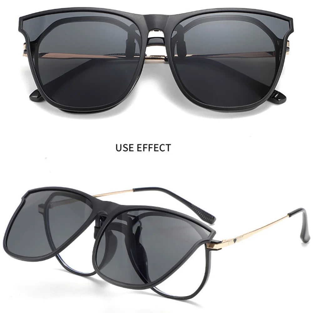 Polarized Clip On Sunglasses Men Car Driver Goggles UV400 Sun Glasses Anti Glare Vintage Square Glas