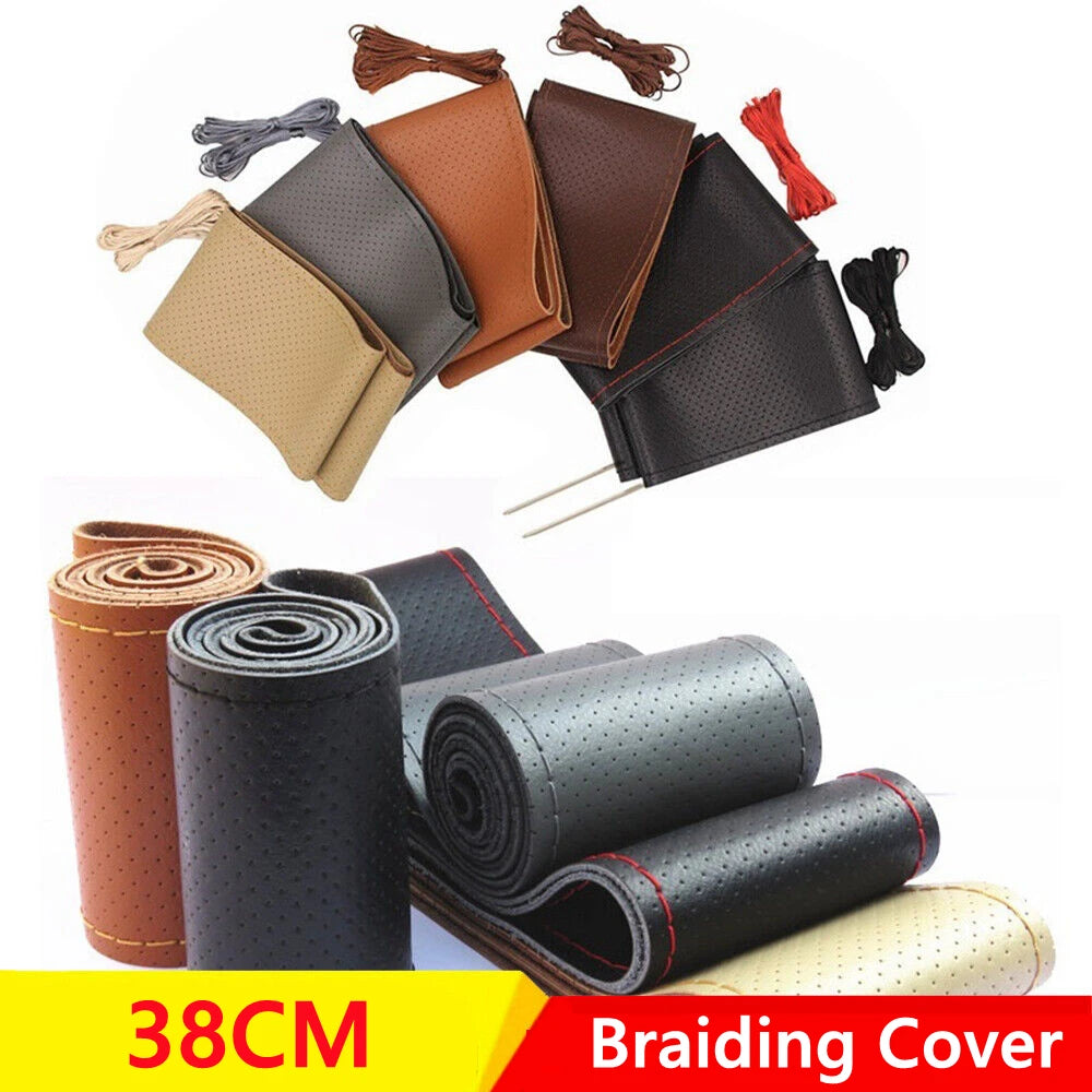 Universal Steering Wheel Cover Made of Leather Braid