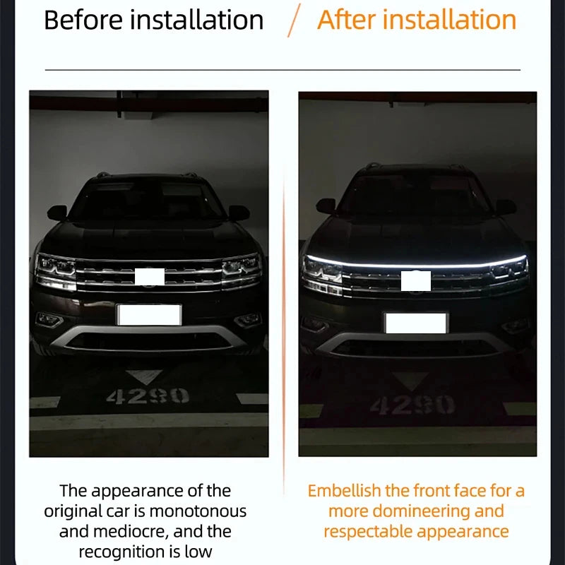 150cm LED Daytime Running Light Scan Starting Car Hood Decorative Lights DRL Auto Engine detail view