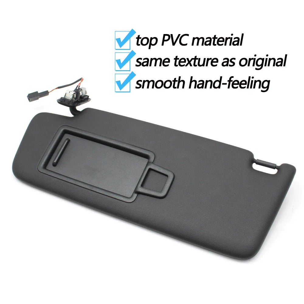 LHD Black Car Left Right Sun Shade Visor Panel Makeup Cosmetic Mirror Cover For Porsche Macan 2014-2024 95B857551 95B857552