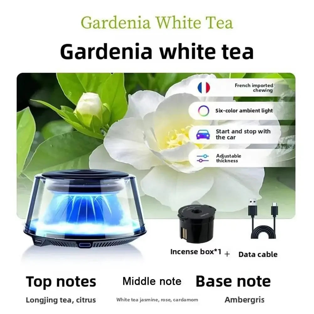 Snow Mountain Smart Car Fragrance Diffuser Rechargeable Mist Diffuser Auto Freshener Car Air Cloud RGB Interior Light Air W J5V6