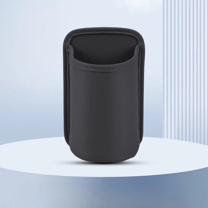 Faux Leather Car Cup Holder | Vehicle Water Cup Clip and Multifunctional Storage Box close-up view