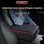 Premium Red Leather Car Armrest Box Pad | Adjustable Dashboard Organizer with Ergonomic detail view