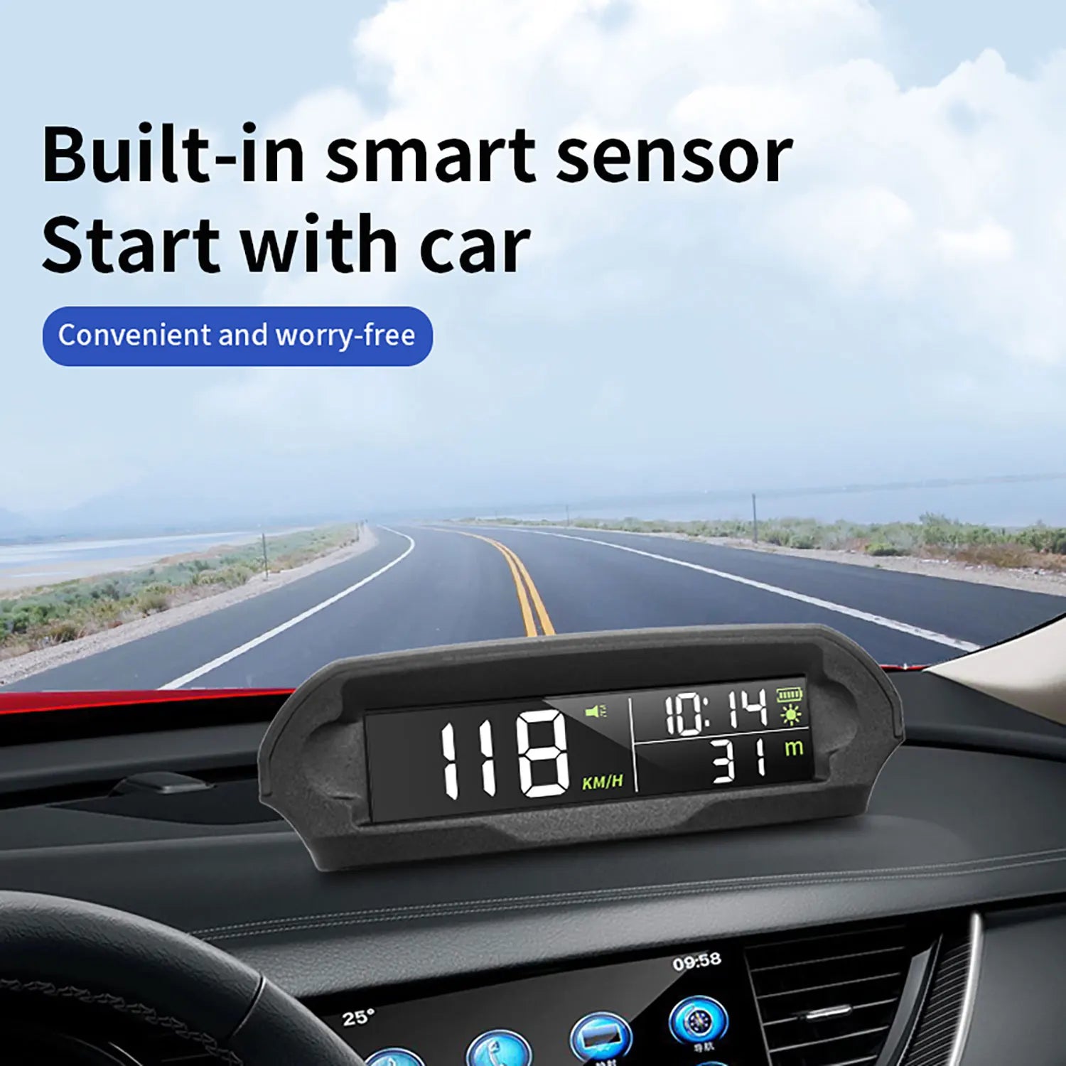 Car HUD Head-Up Display Universal Beidou Satellite Speed Odometer Solar Wireless GPS Altitude Temperature Instrument
