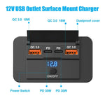 Car Charger Socket Adapter with Switch 2/4 Ports 12V 24V PD QC3.0 Charging Splitter O alternate view
