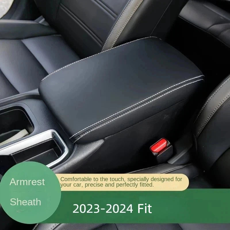 For Honda Fit 2023-2024 Car Center Console Armrest Box Cover Leather Protective Cover Trim