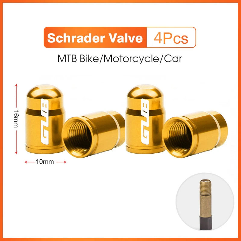 2pcs GUB Aluminum CNC Bicycle Tire Valve Cap MTB Road Bike Tube Tyre Gas Nozzle Cover lifestyle view