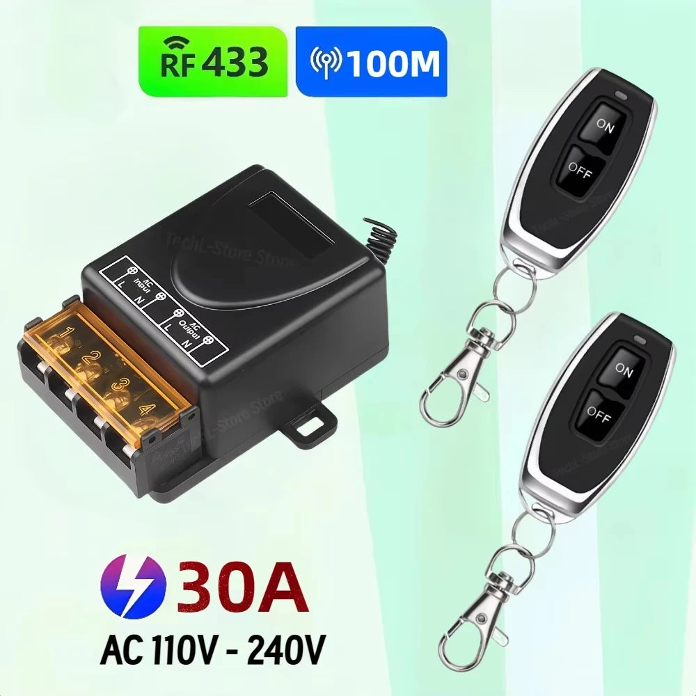 AC 220V 30A Relay Wireless Remote Switch 433MHz