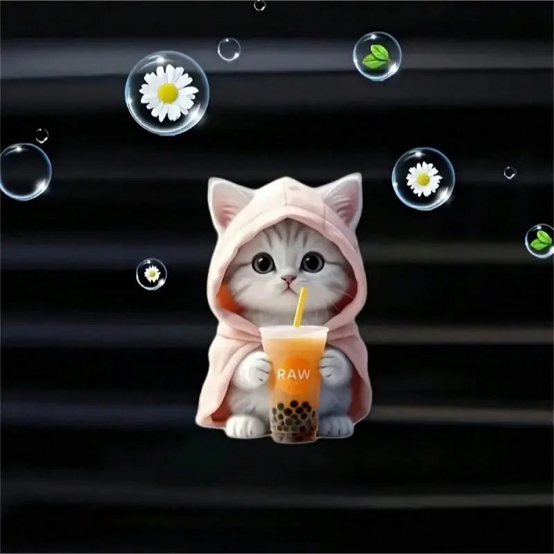 Cute Cat Acrylic Vent Clip for Car Air Conditioner Vents, Compressed Scented Pieces - Decorative Car Air Freshener Clip