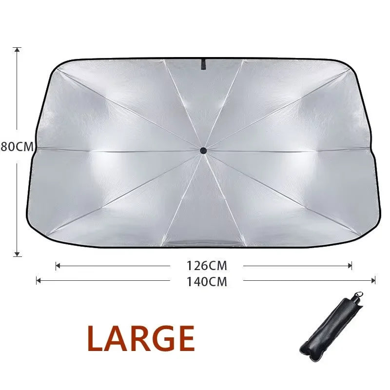 Retractable Car Sunshade Front Windshield Polyester UV Blocker detail view
