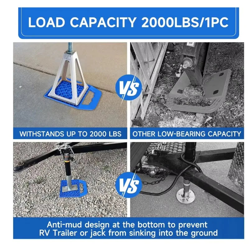 4 Pack Camper RV Leveling Stabilizer Jack Pads with Handle Support Blocks for Travel T close-up view