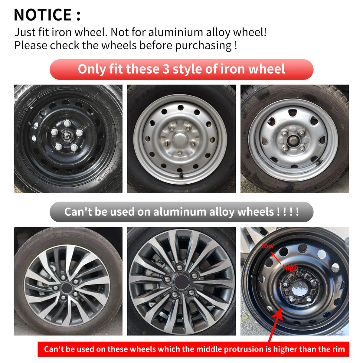 4PC 15 Inch Iron Steel Wheels Hubcaps Cover for Automobile Full Rim Cover Caps Rim Hubcap for R15 Tire Universa Car Accessories