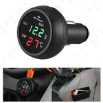 3 in 1 Car LED Digital Voltmeter Gauge Thermometer USB Charger | 12V/24V Dual USB Port Monitor