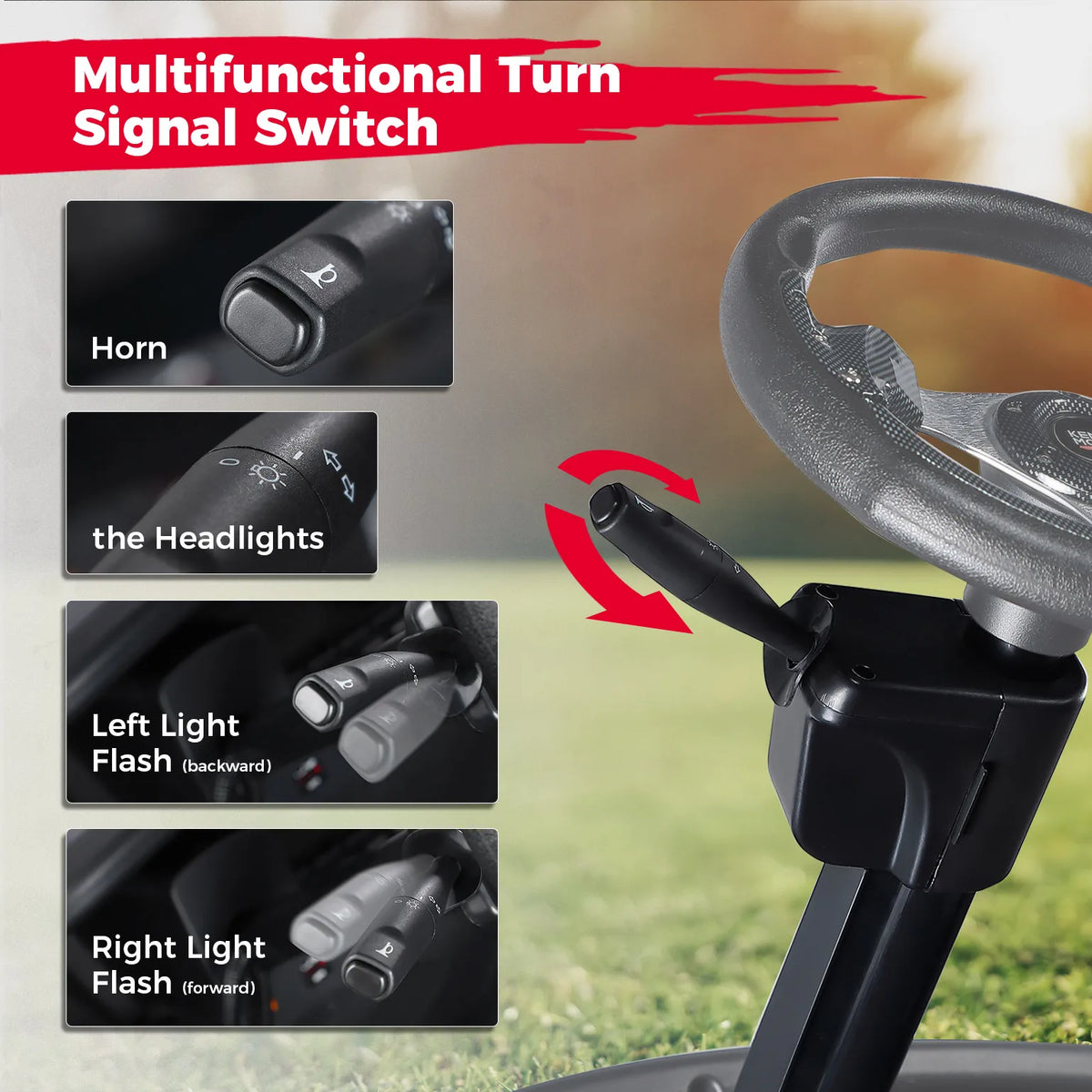 Golf Cart Upgrade Street Legal Headlight Kits Brake Turn Signal Tail Light Horn for Club detail view